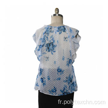 Blouse pour dames imprimée en mousseline de soie à pois